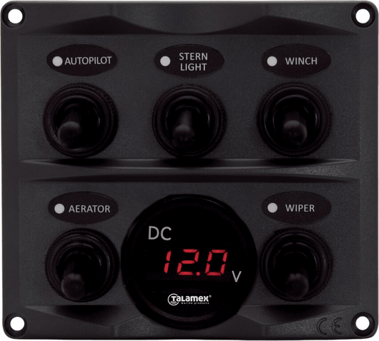 Schakelpaneel antraciet met voltmeter 12/24V