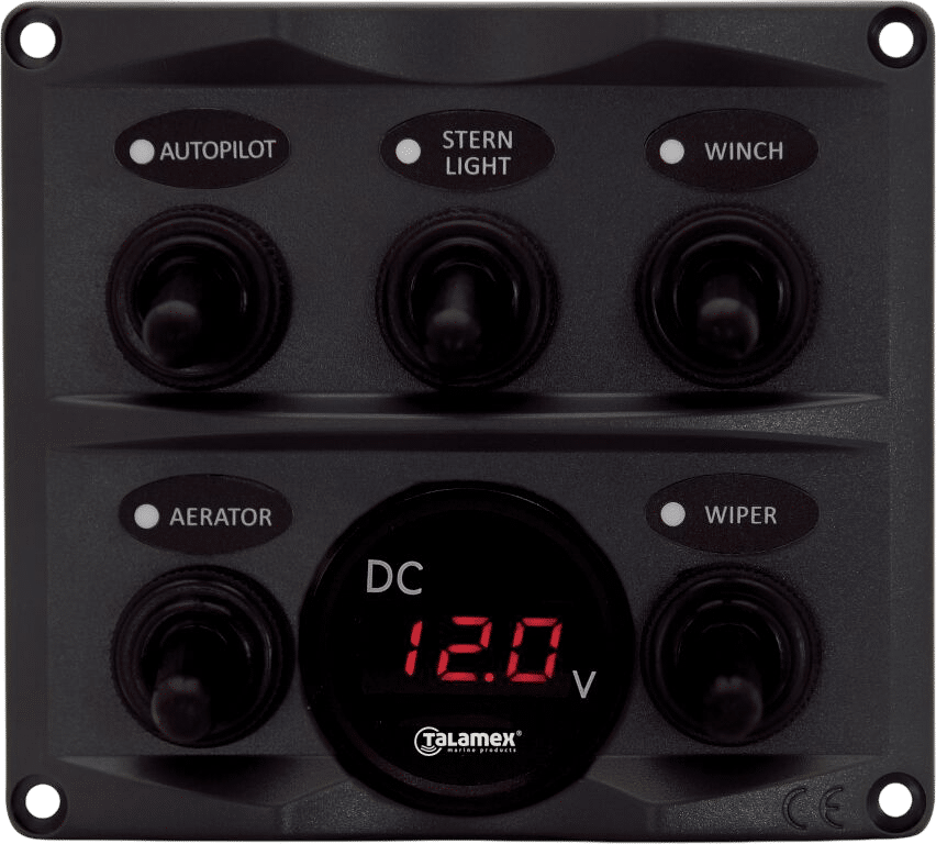 Schakelpaneel antraciet met voltmeter 12/24V