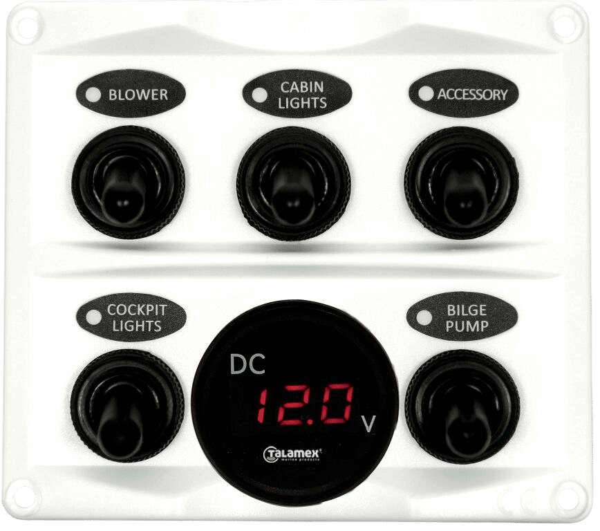 Schakelpaneel wit met voltmeter 12/24V