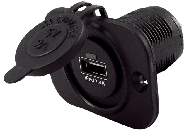 USB stopcontact enkel 2.4A zwart met flush frame