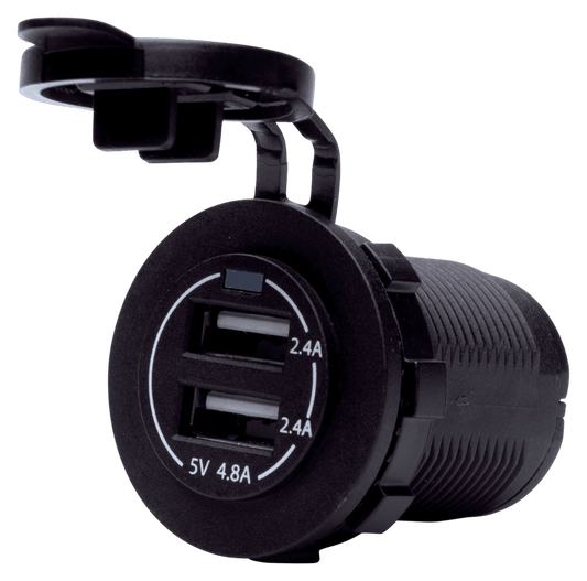 USB stopcontact dubbel 4.8A zwart met flush frame