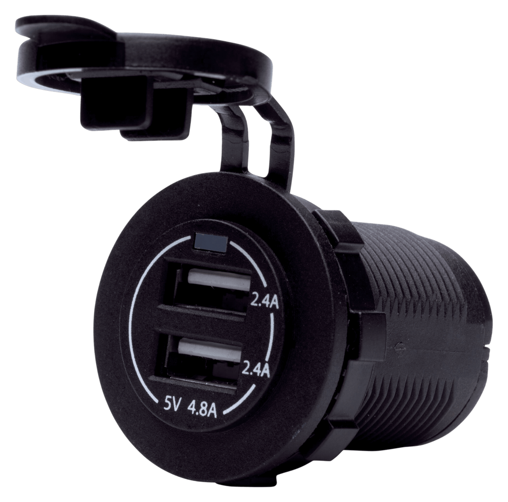 USB stopcontact dubbel 4.8A zwart met flush frame