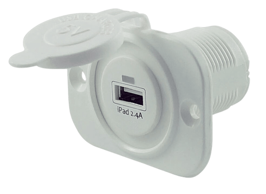 USB stopcontact enkel 2.4A wit met flush frame