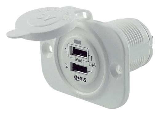 USB stopcontact dubbel 4.8A wit met flush frame