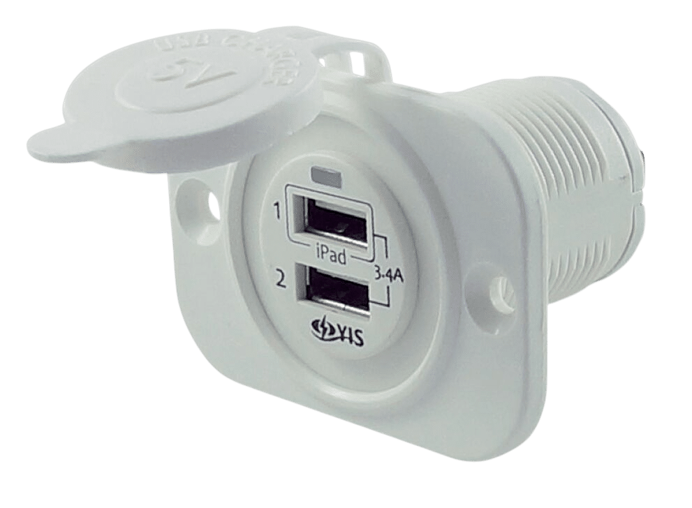 USB stopcontact dubbel 4.8A wit met flush frame