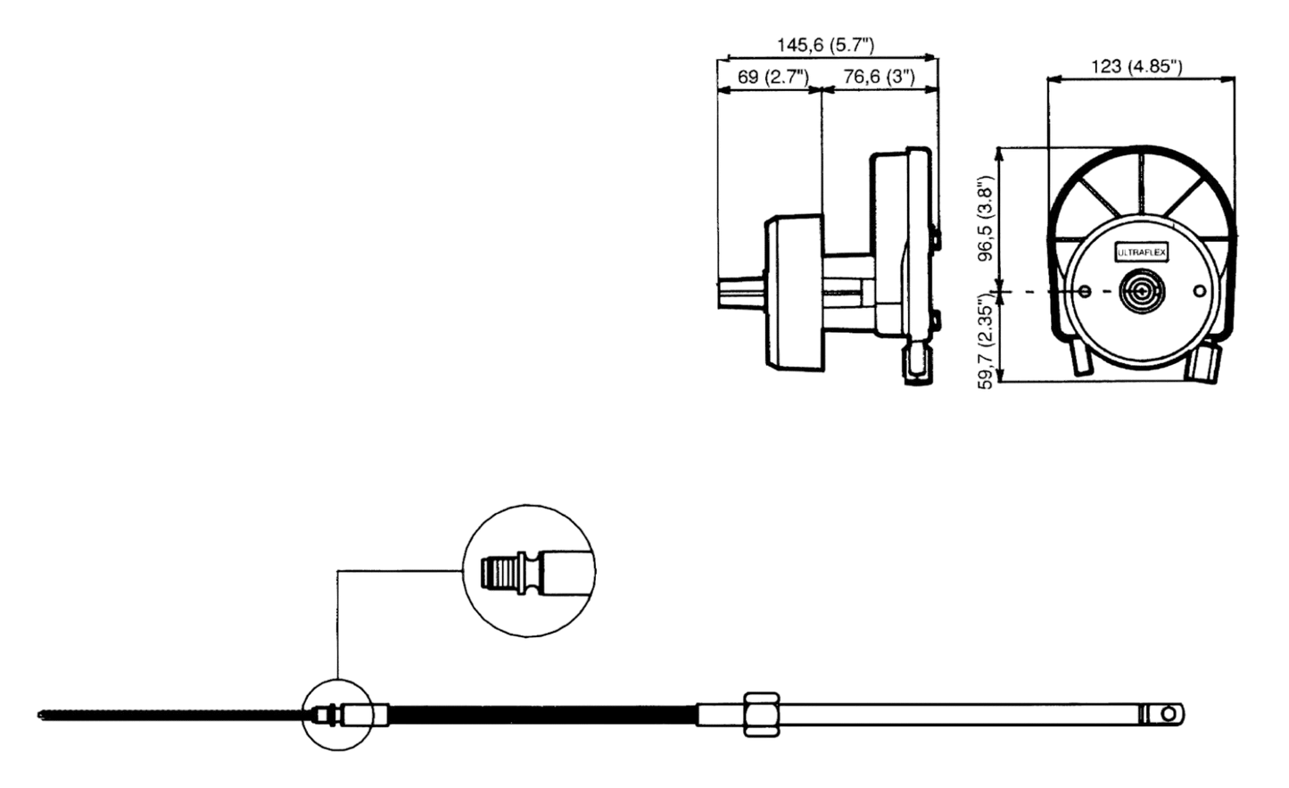 M58 stuurkabel 3.36 m
