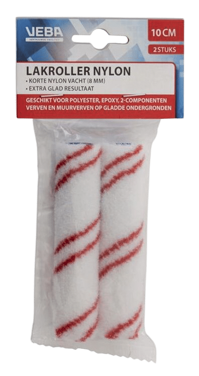 Verfrol nylon 10cm 6mm vacht (2 stuks)