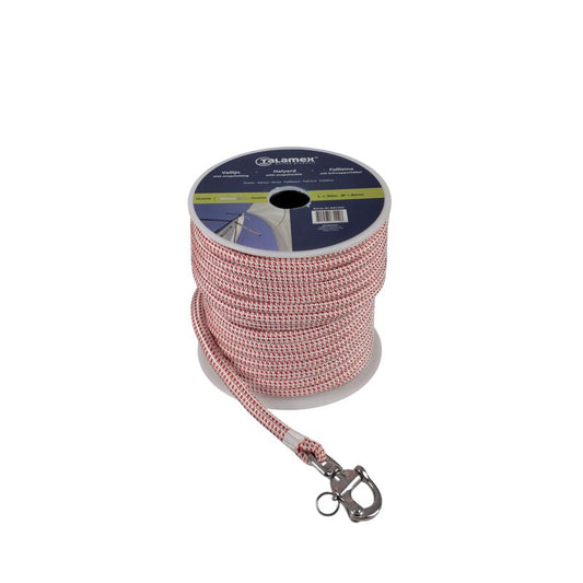 Vallijn met snapshackle wit/rood 8mm 30m