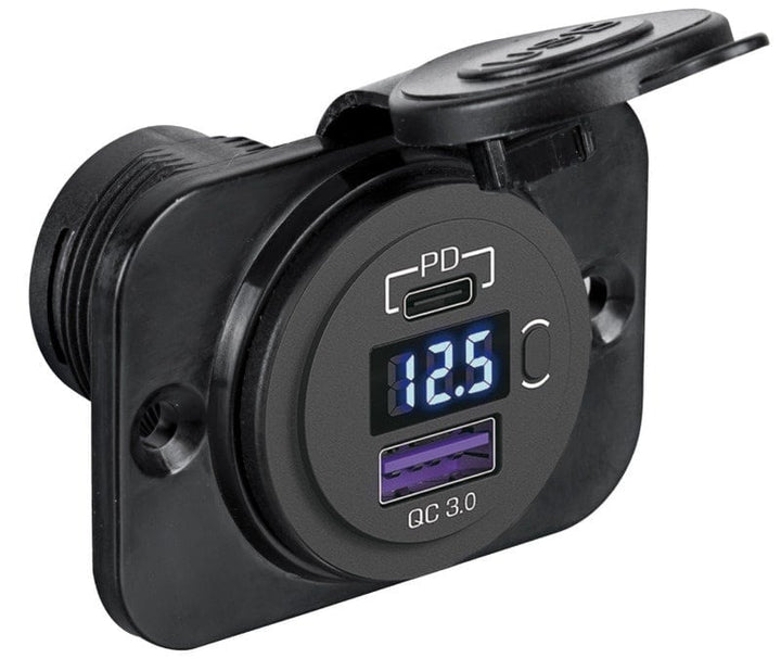 Digitale voltmeter + dubbele USB-stekker Type A+C
