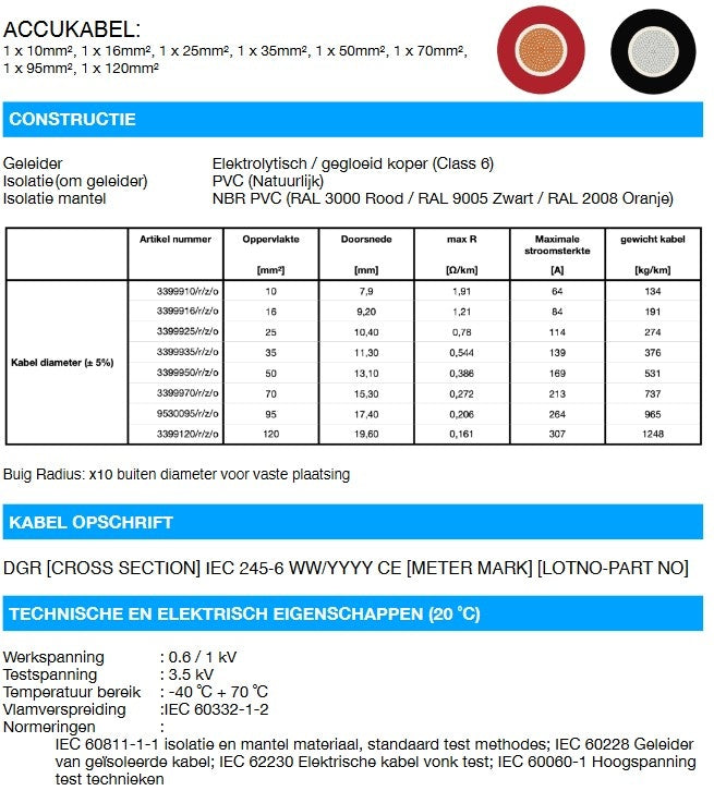Accukabel dubbel geïsoleerd oranje 16mm2 – afbeelding 3