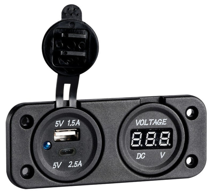 Digitale inbouwvoltmeter + dubbele USB A-C