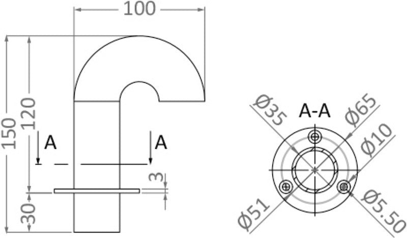 Osculati Doorvoer RVS elleboog – afbeelding 2