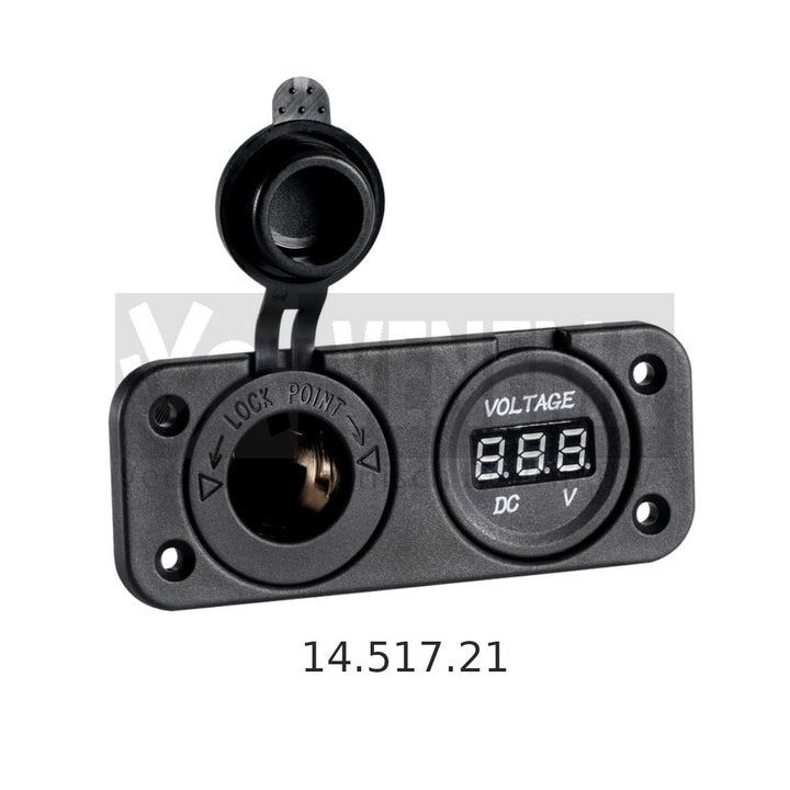 Osculati 8/32V digitale voltmeter + DC-plug - inbouwmontage